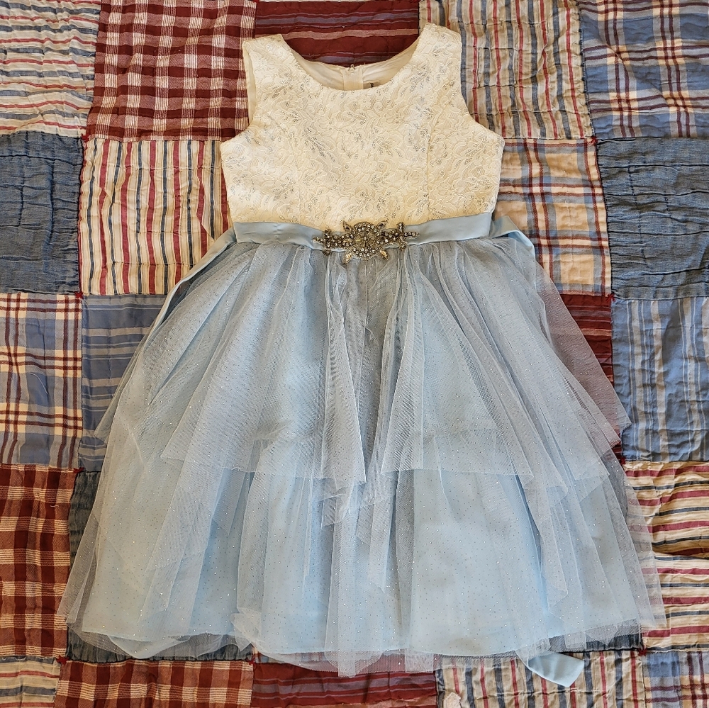 Rare Editions white light blue dress size 12